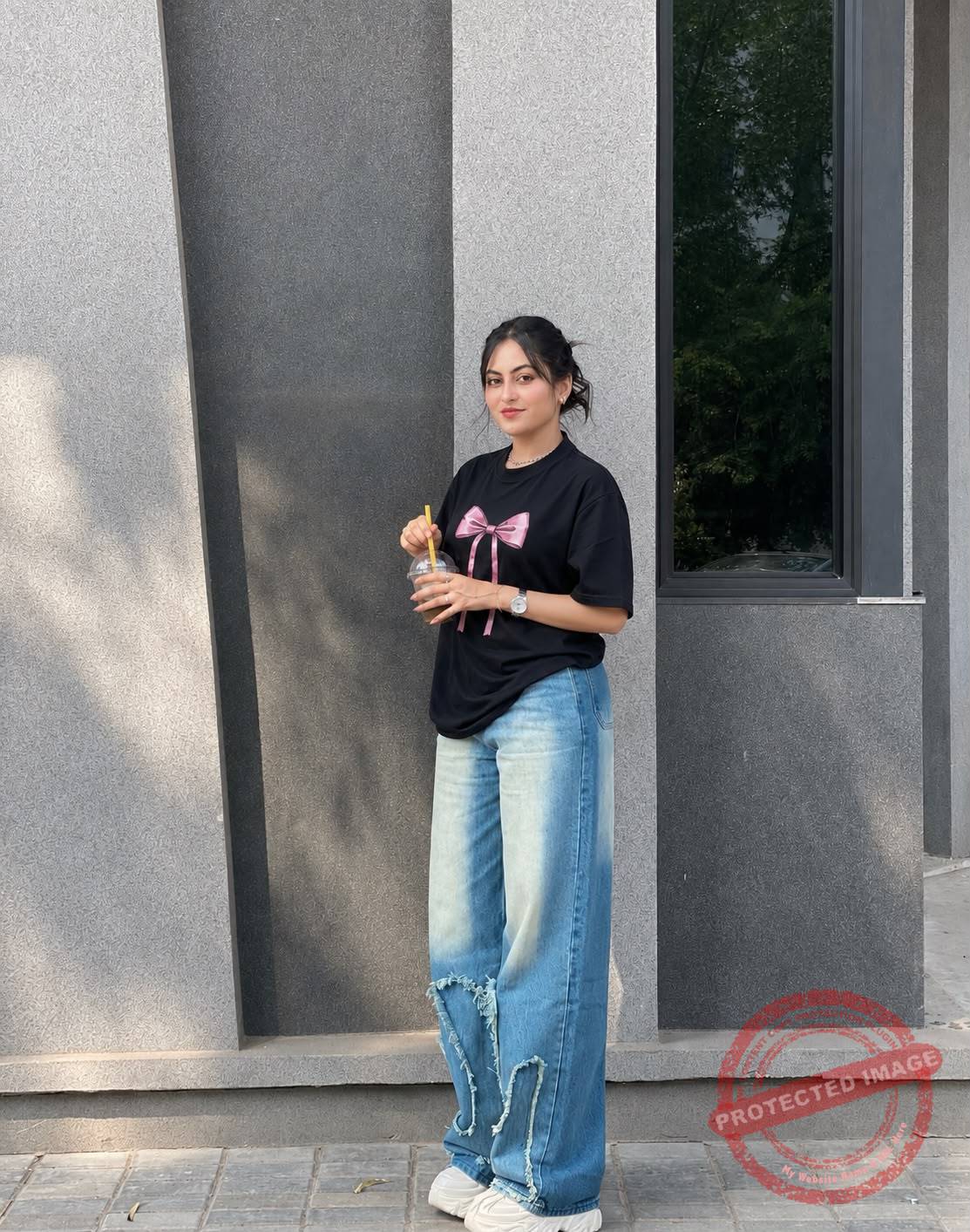 Pink Satin Bow / Oversized T Shirt - Image 4