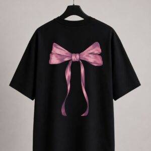 Pink Satin Bow / Oversized T Shirt