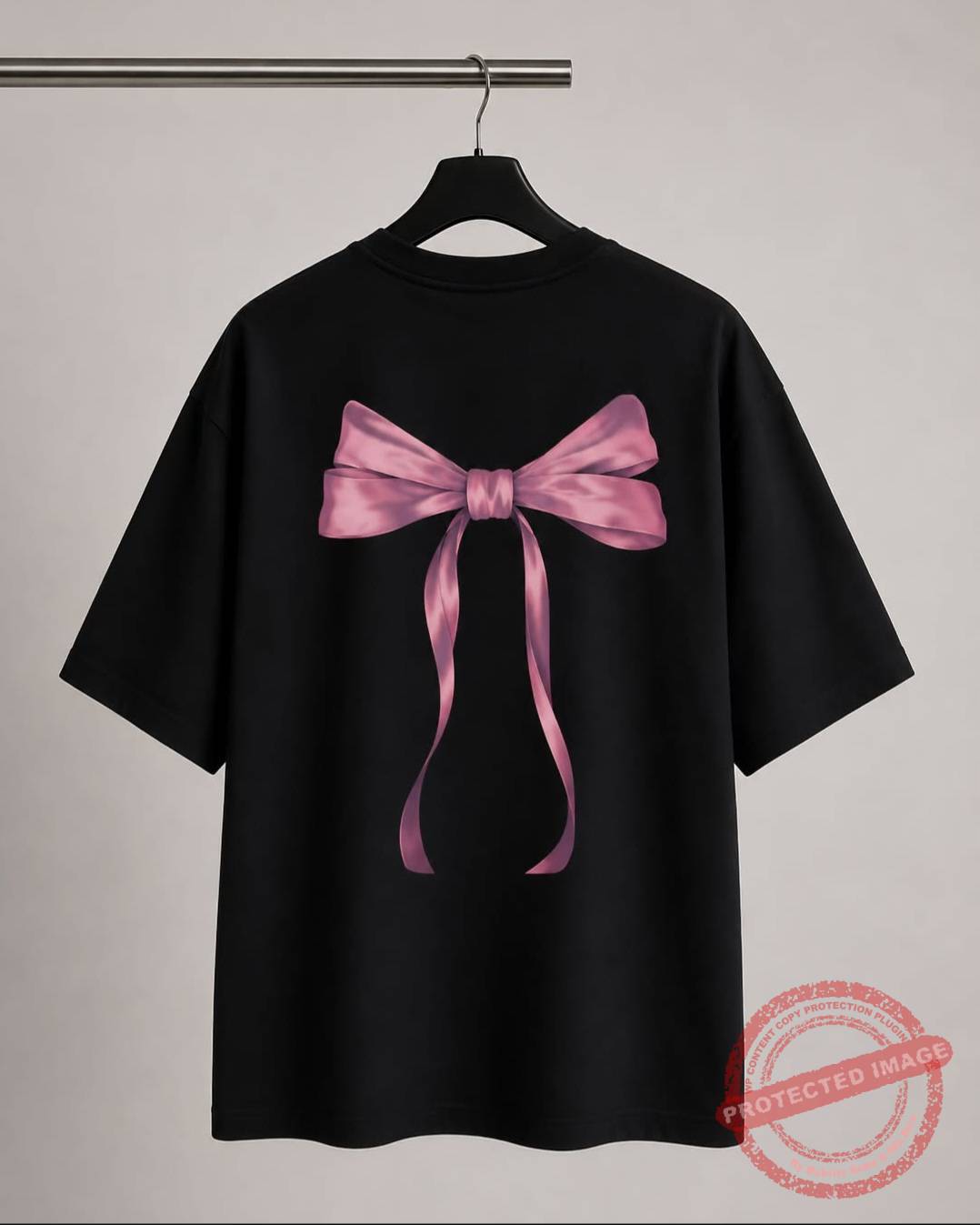 Pink Satin Bow / Oversized T Shirt